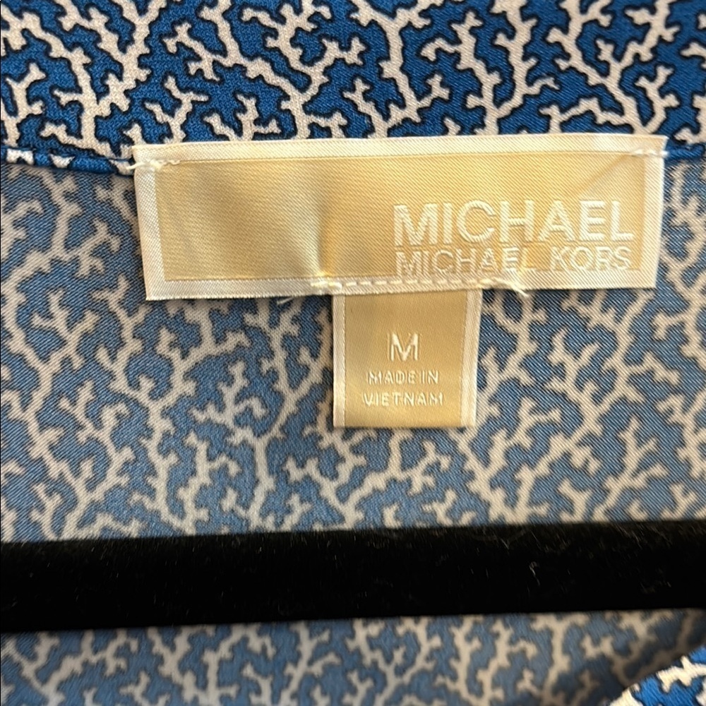 Michael Kors Blue Coral Print Lace Up Shift Dress Sleeveless Size M - Picture 4 of 6
